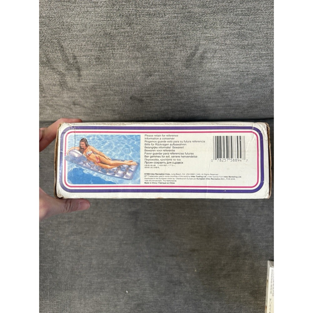 VTG 1985 INTEX Wet Set 18 Pocket Sun-Tanner Inflatable Lounge Mattress 76X29 NEW - Picture 7 of 7